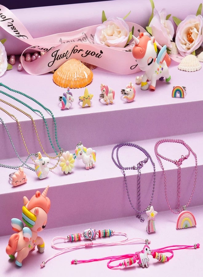 BeAndge Kids Jewelry for Little Girl Toys 4-6 4-5, Toddler Jewelry Set for Costume & Dress Up Ages 6-8, Play Rings Necklace Bracelets for Toddlers, Unicorn Gifts for 3-5 5-7 3 4 5 6 7 8 Year Old Gift Ideas - Image 3
